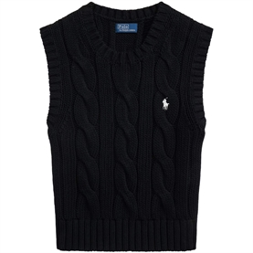 Polo Ralph Lauren Cable-Knit Cotton Cropped Vest, Polo Black